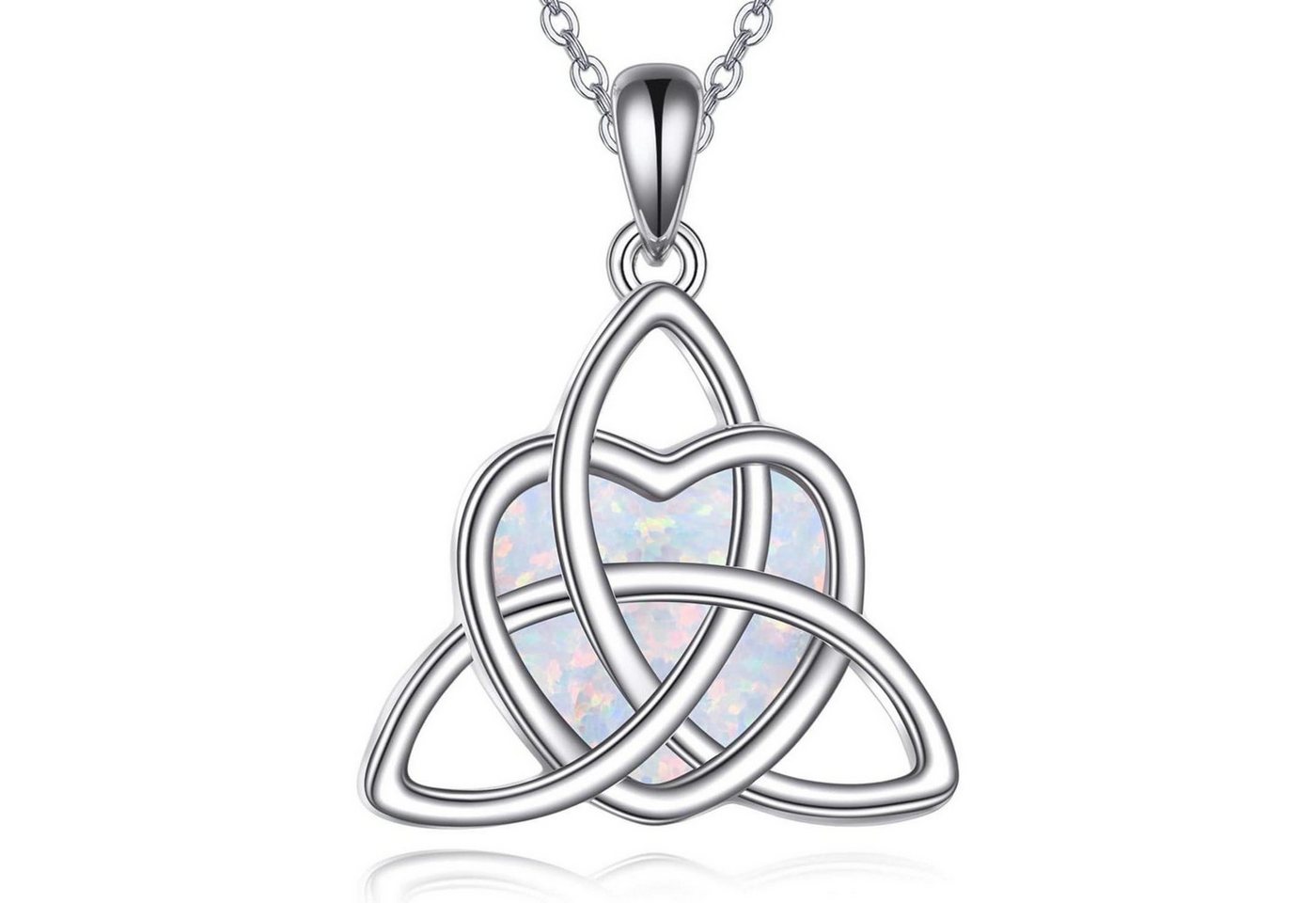LuxusKollektion Kette und Anhänger Set Halskette Keltischer Knoten Mond Anhänger 925 Keltischer Knoten Opal von LuxusKollektion