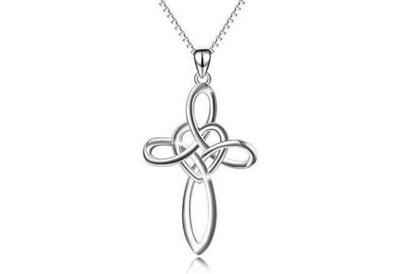 LuxusKollektion Kette und Anhänger Set Halskette Kreuz Anhänger Keltischer Knoten Herz Frauen Silber von LuxusKollektion