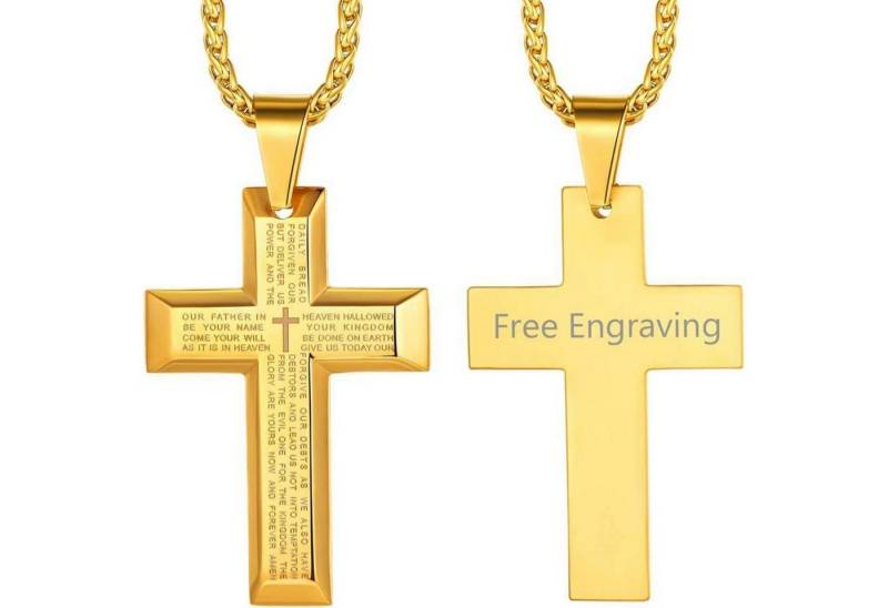 LuxusKollektion Kette und Anhänger Set Halskette Kreuz Anhänger Silber Weizenkette Damen Schwarz Edelstahl von LuxusKollektion