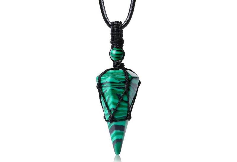 LuxusKollektion Kette und Anhänger Set Halskette Kristall Anhänger Sechseck Lederseil Reiki Herren A-Malachit von LuxusKollektion