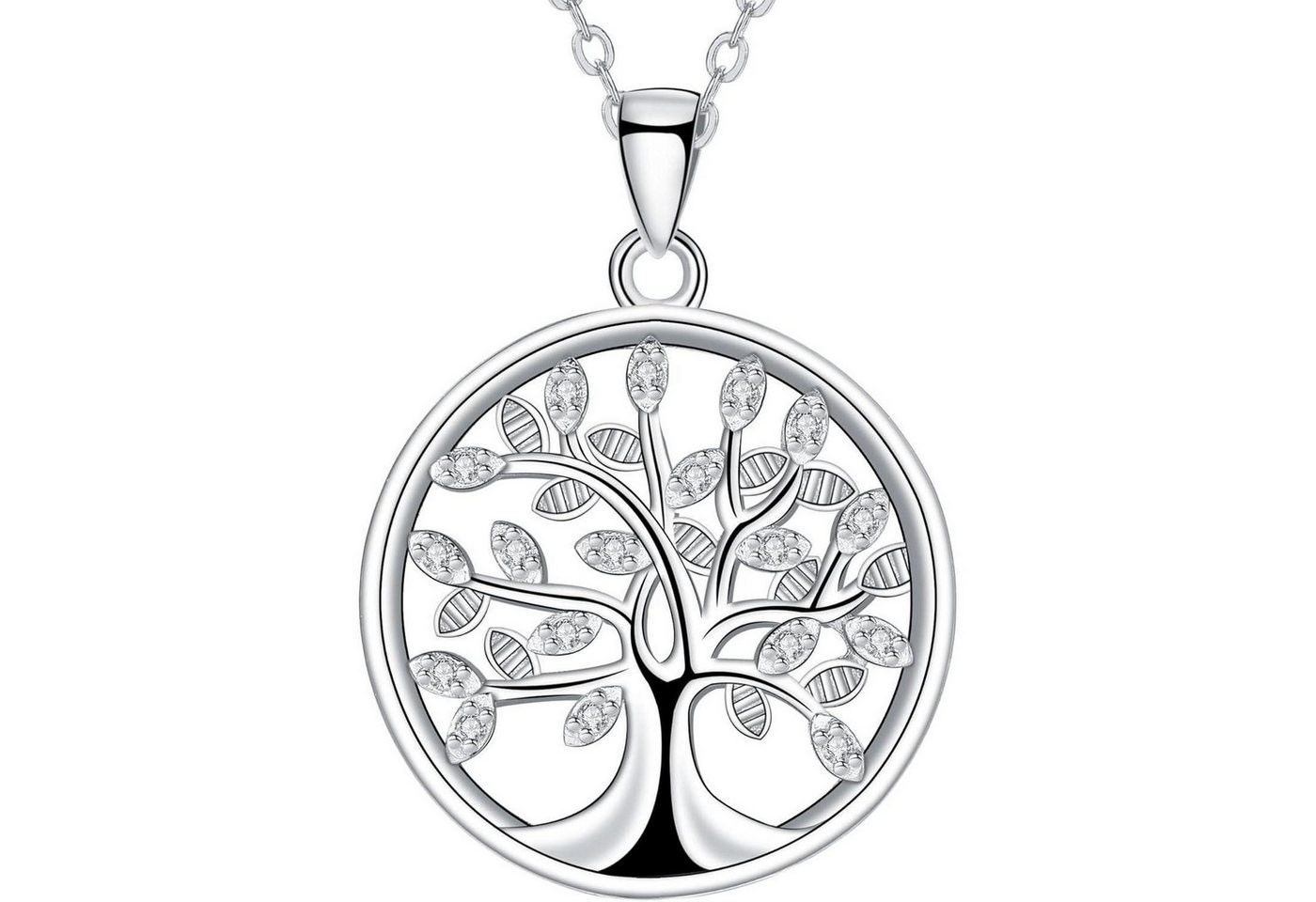 LuxusKollektion Kette und Anhänger Set Halskette Lebensbaum 925 Sterling Damen Geschenk silber schwarz von LuxusKollektion