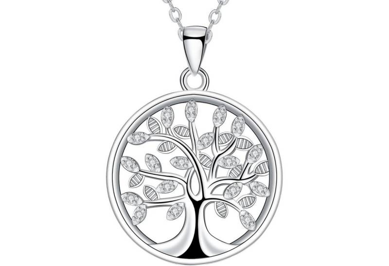 LuxusKollektion Kette und Anhänger Set Halskette Lebensbaum 925 Sterling Damen Geschenk silber schwarz von LuxusKollektion