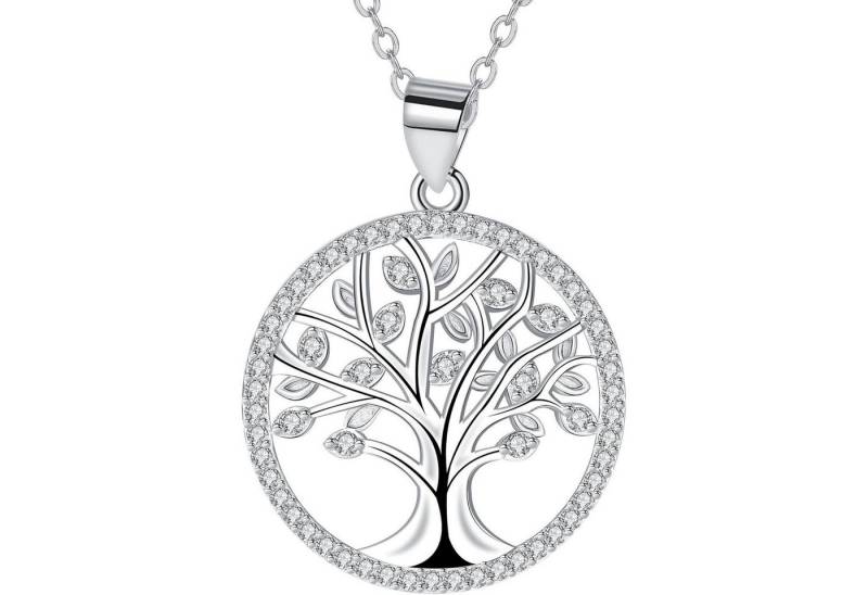 LuxusKollektion Kette und Anhänger Set Halskette Lebensbaum 925 Sterling Silber Damen Geschenke Silber 2 von LuxusKollektion