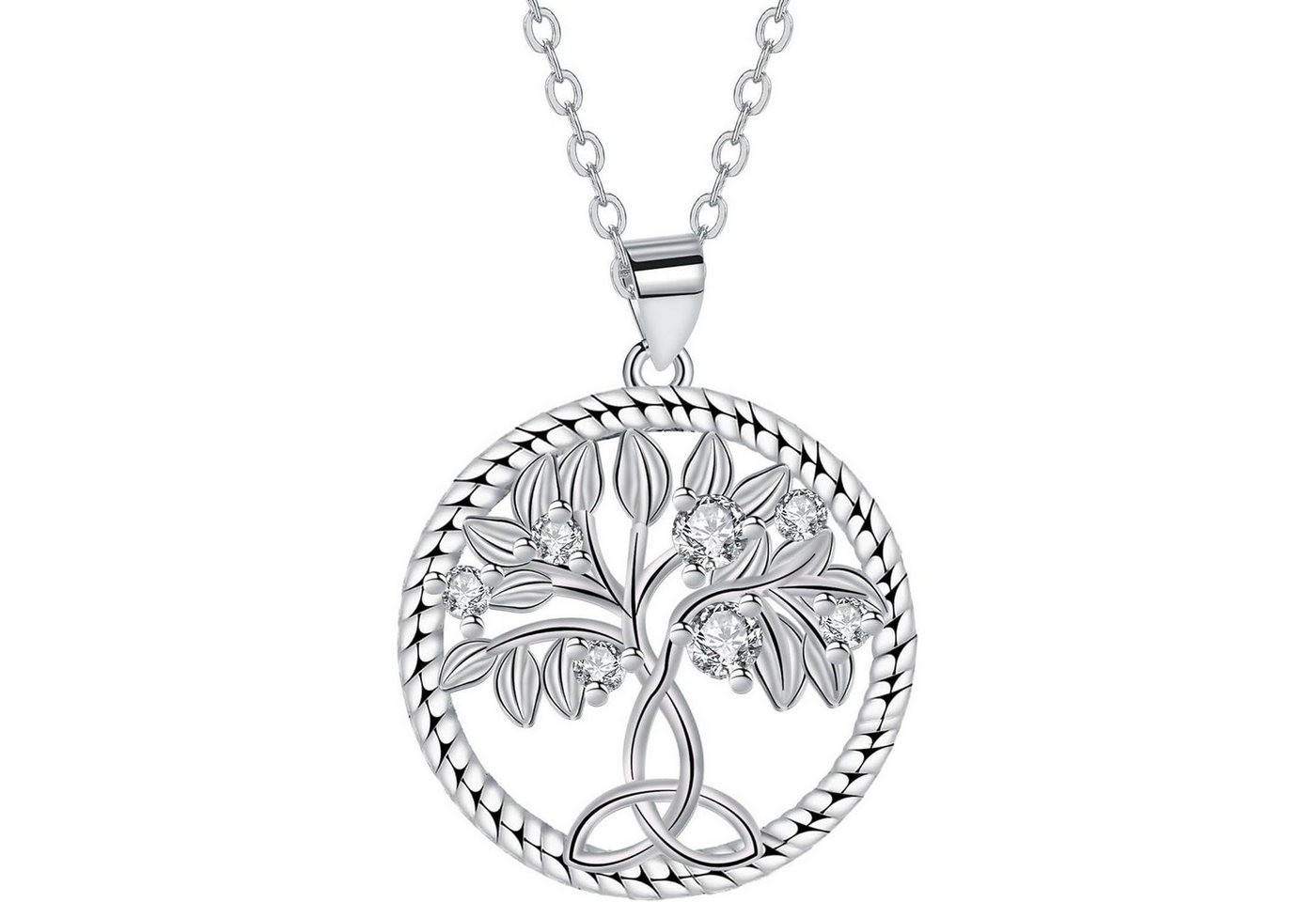 LuxusKollektion Kette und Anhänger Set Halskette Lebensbaum Damen 925 Sterling Silber Geschenk Silber-5 von LuxusKollektion