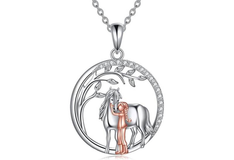 LuxusKollektion Kette und Anhänger Set Halskette Mädchen 925 Sterling Silber Anhänger Geschenk Pferd von LuxusKollektion