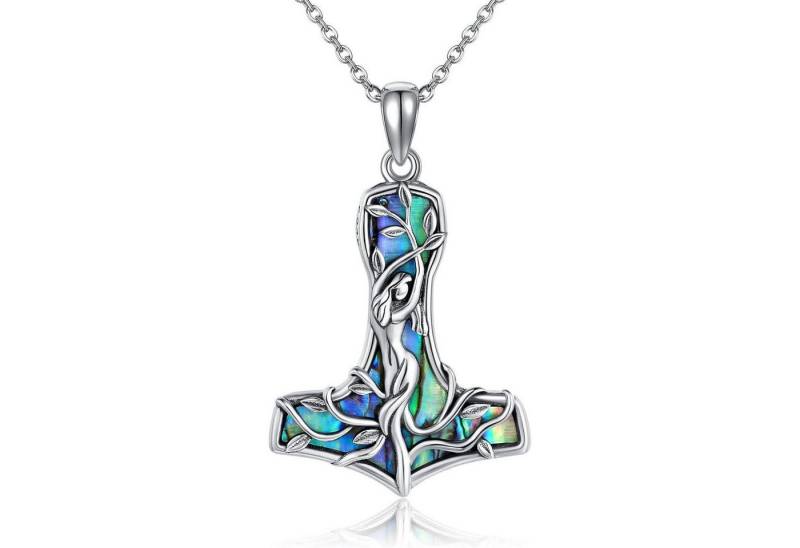 LuxusKollektion Kette und Anhänger Set Halskette Mjolnir Thor Hammer Silber Wikinger silver-Abalone Muschel 2 von LuxusKollektion