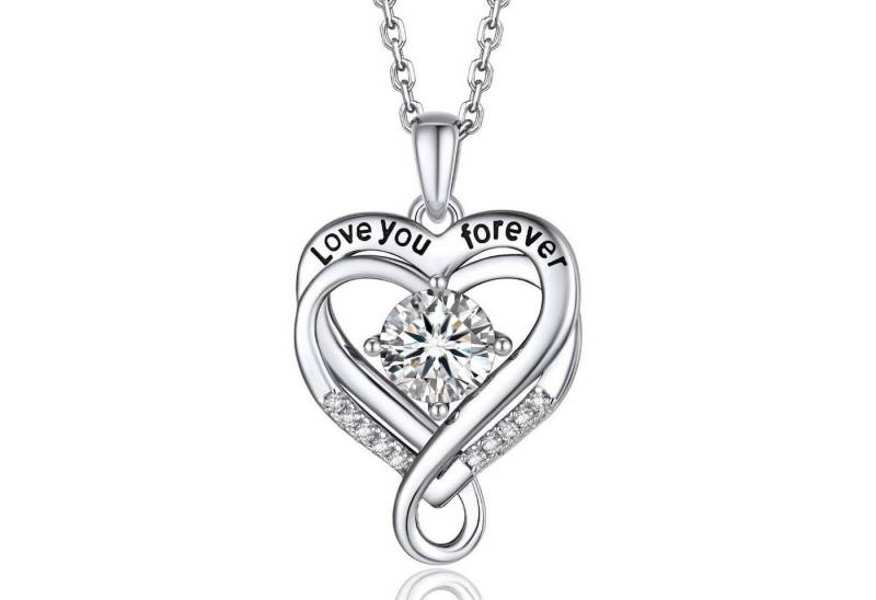 LuxusKollektion Kette und Anhänger Set Halskette Moissanite 1Karat Silber925 Damen Unendlichkeit-Doppelherz von LuxusKollektion