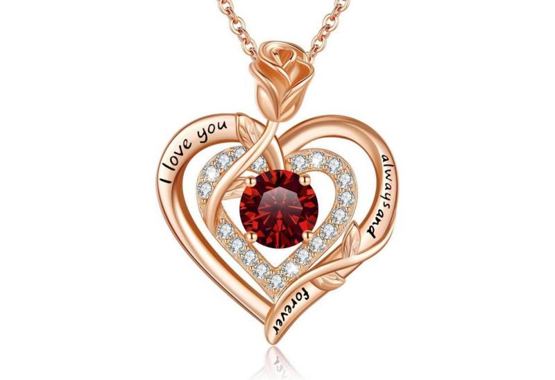 LuxusKollektion Kette und Anhänger Set Halskette Moissanite Damen Silber 925 Roségold-Gravur-01-Januar von LuxusKollektion