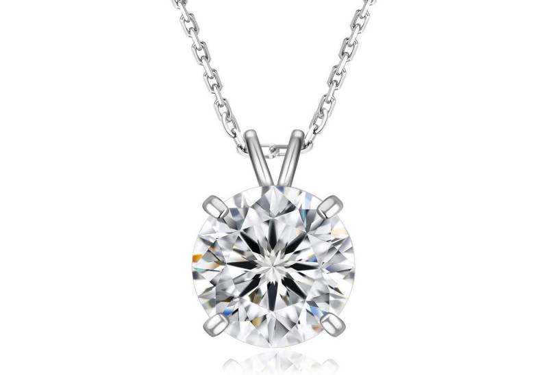 LuxusKollektion Kette und Anhänger Set Halskette Moissanite Silber 925 Solitär Halo 1 2 3 4-Krappen 4 Karat von LuxusKollektion