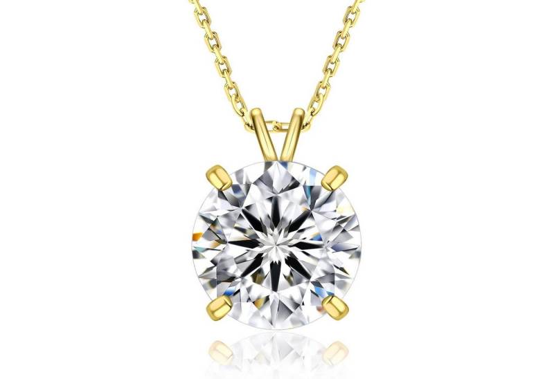LuxusKollektion Kette und Anhänger Set Halskette Moissanite Silber925 Damen Geschenkverpackung Gold 2 Karat von LuxusKollektion