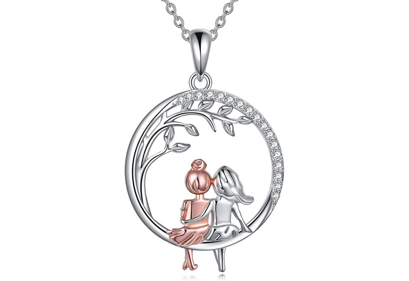 LuxusKollektion Kette und Anhänger Set Halskette Schwestern Sterlingsilber Infinity Herz 2 Schwestern von LuxusKollektion