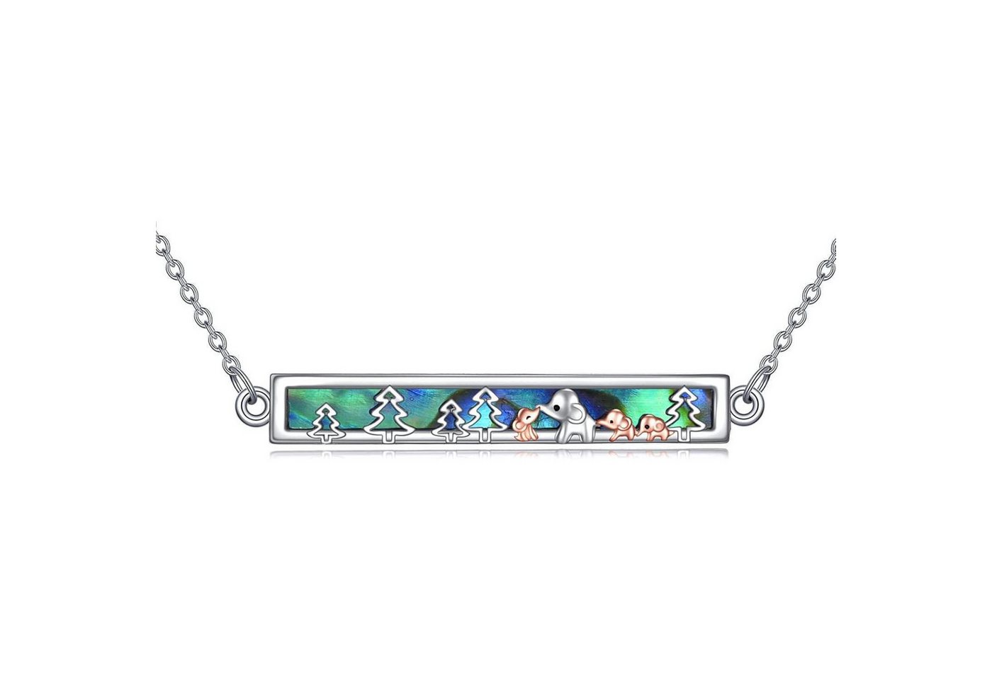 LuxusKollektion Kette und Anhänger Set Halskette Silber Mama Bär Elefant Anhänger Elefantenmama mit 3 Babys von LuxusKollektion