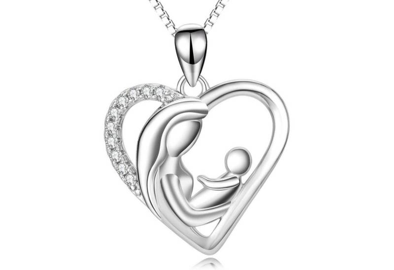 LuxusKollektion Kette und Anhänger Set Halskette Sterling Silber Anhänger Mama Mutter und Kind Halskette von LuxusKollektion