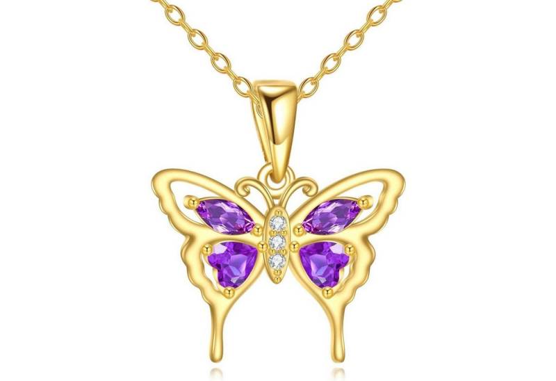 LuxusKollektion Kette und Anhänger Set Halskette Sterling Silber Anhänger Schmuck Damen Gold Schmetterling von LuxusKollektion