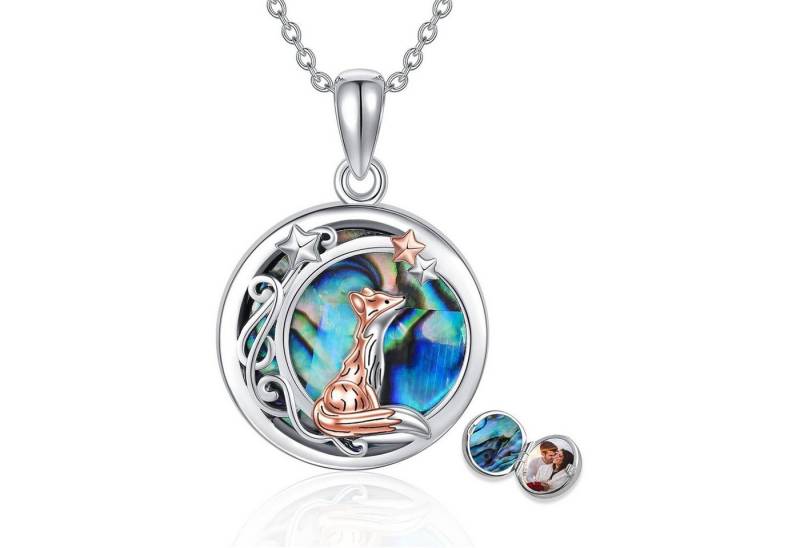 LuxusKollektion Kette und Anhänger Set Halskette Sterling Silber Fuchs Katze Anhänger Mond Medaillon-Fuchs von LuxusKollektion