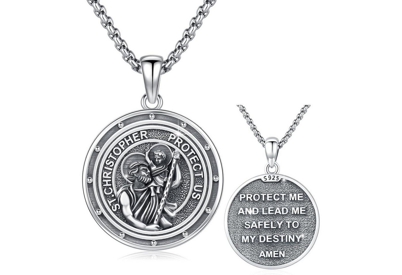 LuxusKollektion Kette und Anhänger Set Halskette Sterlingsilber 925 St. Christophorus Halskette.5 von LuxusKollektion