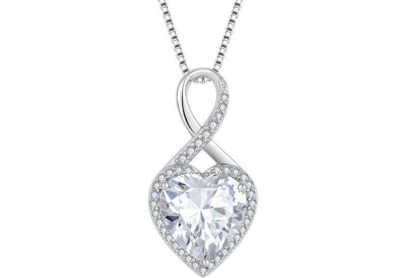 LuxusKollektion Kette und Anhänger Set Halskette Unendlichkeit Herz 925 Silber 04 April - Zirkonia von LuxusKollektion