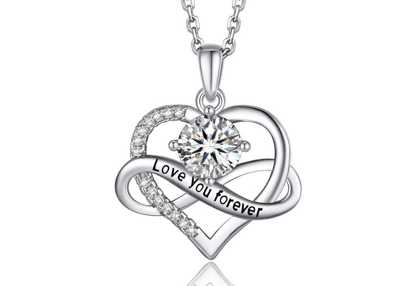 LuxusKollektion Kette und Anhänger Set Halskette Unendlichkeitszeichen Moissanite Unendlichkeit Ewigkeit von LuxusKollektion