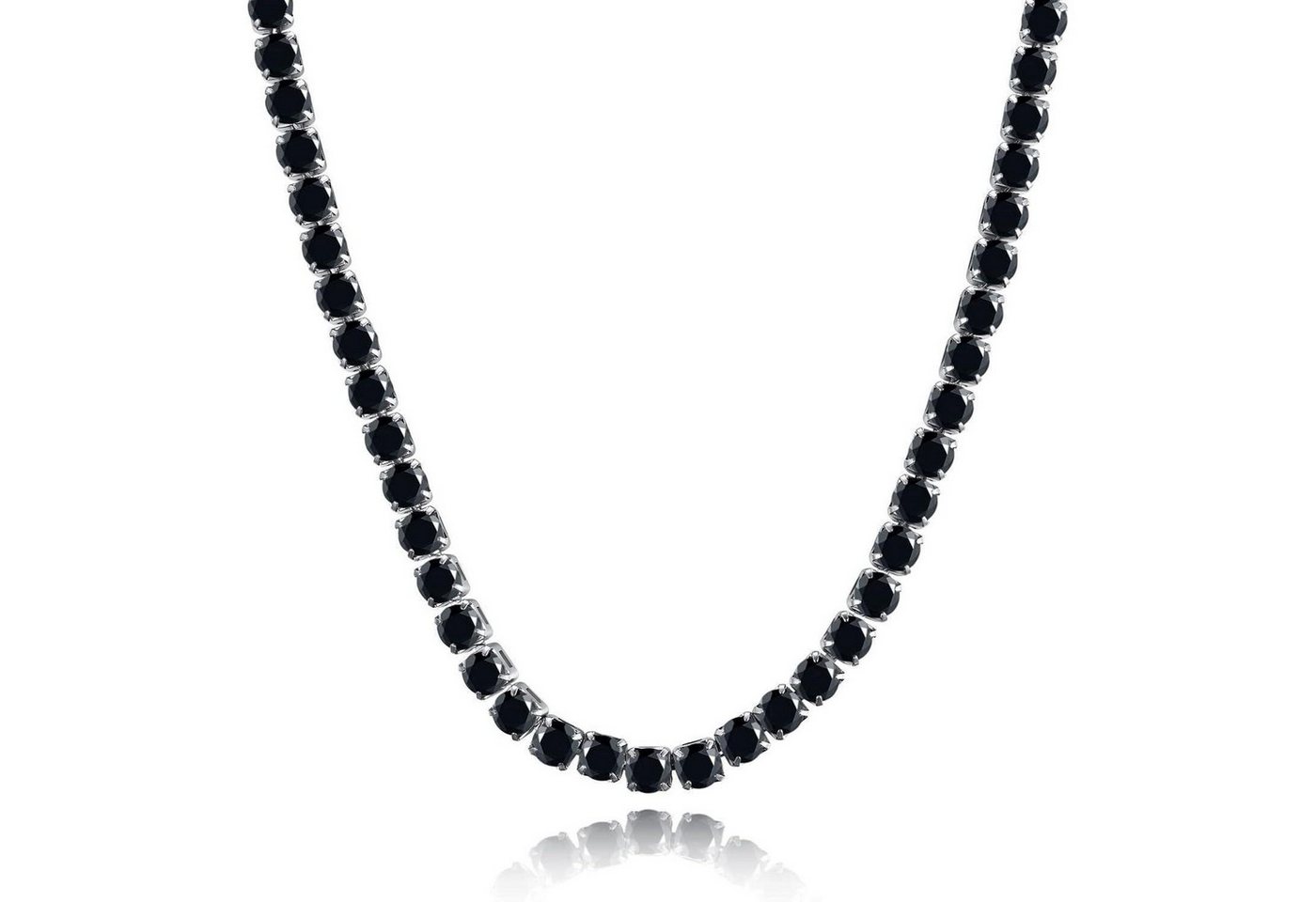 LuxusKollektion Kette und Anhänger Set Halskette Zirkonia Brillanten 41.0 Zentimeter 5mm-Silber&Schwarz von LuxusKollektion
