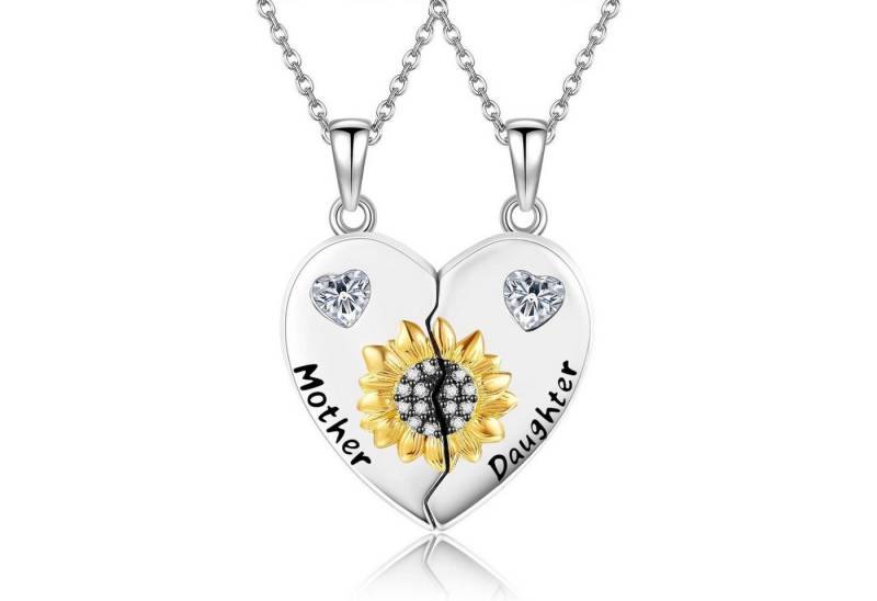 LuxusKollektion Kette und Anhänger Set Halsketten 2 Matching Anhänger Yin Yang 925 Silber Mutter und Tochter von LuxusKollektion