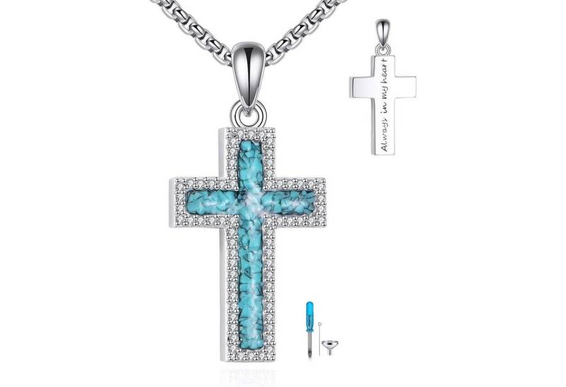 LuxusKollektion Kette und Anhänger Set Halsketten Urne Asche Silber 3D Bar Kremation Kreuz von LuxusKollektion