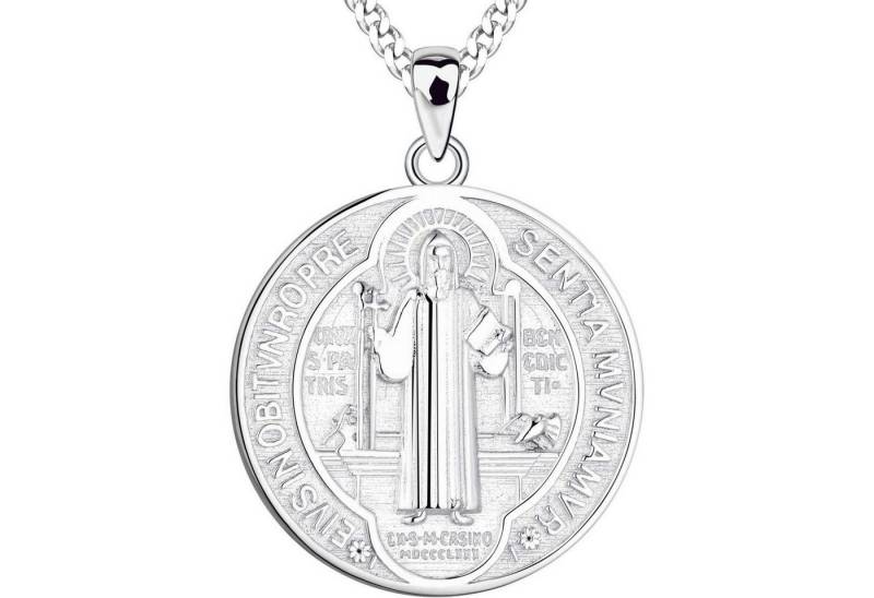 LuxusKollektion Kette und Anhänger Set Heiliger Benedikt Kette 925 Sterling Silber Anhänger Halskette Münze von LuxusKollektion