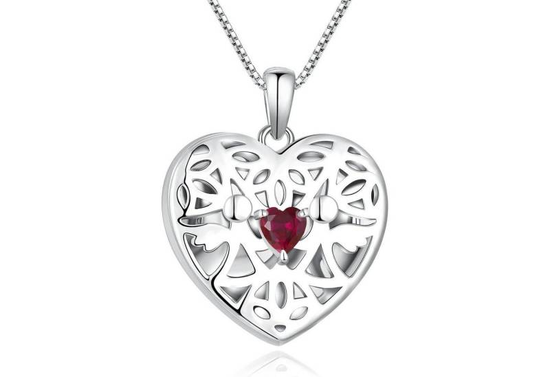 LuxusKollektion Kette und Anhänger Set Herz Foto Medaillon Anhänger Halskette Schutzengel Kette Damen 925 von LuxusKollektion