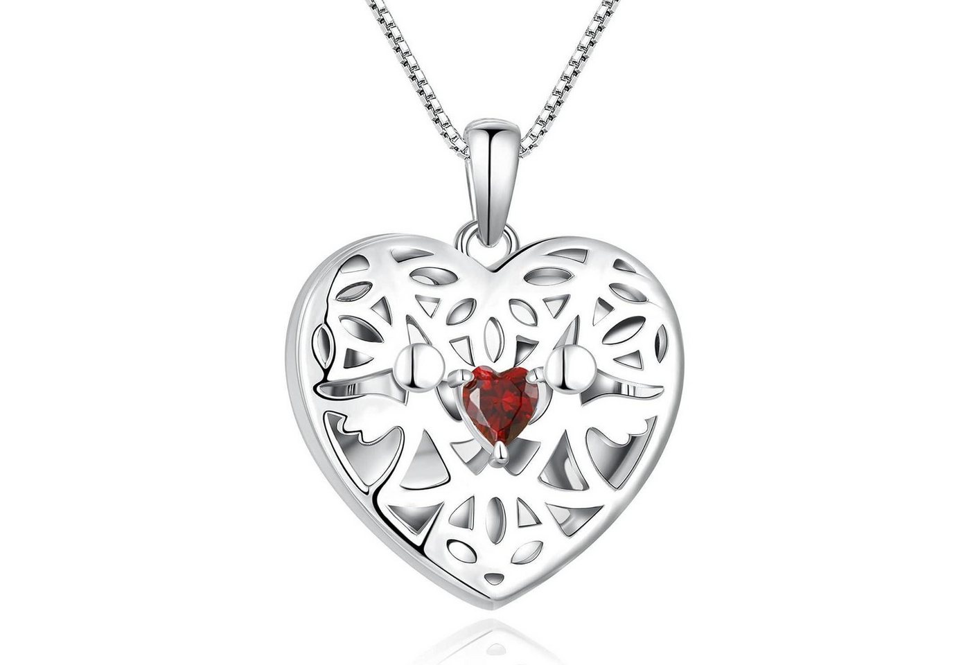 LuxusKollektion Kette und Anhänger Set Herz Foto Medaillon Anhänger Halskette Schutzengel Sterling Silber mit von LuxusKollektion