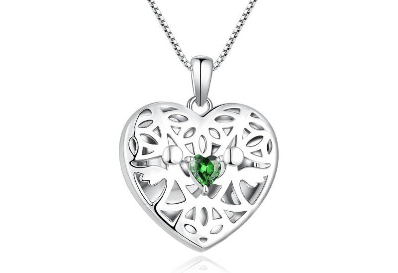 LuxusKollektion Kette und Anhänger Set Herz Foto Medaillon Kette Damen 925 Silber Schutzengel mit Zirkonia von LuxusKollektion