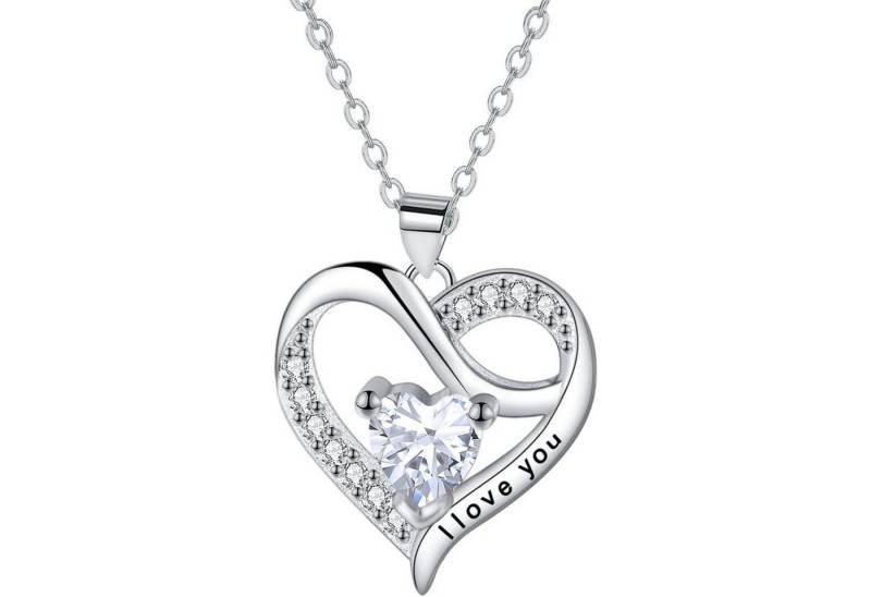 LuxusKollektion Kette und Anhänger Set Herz Halskette Silber 925 Damen mit Zirkonia Valentinstag von LuxusKollektion