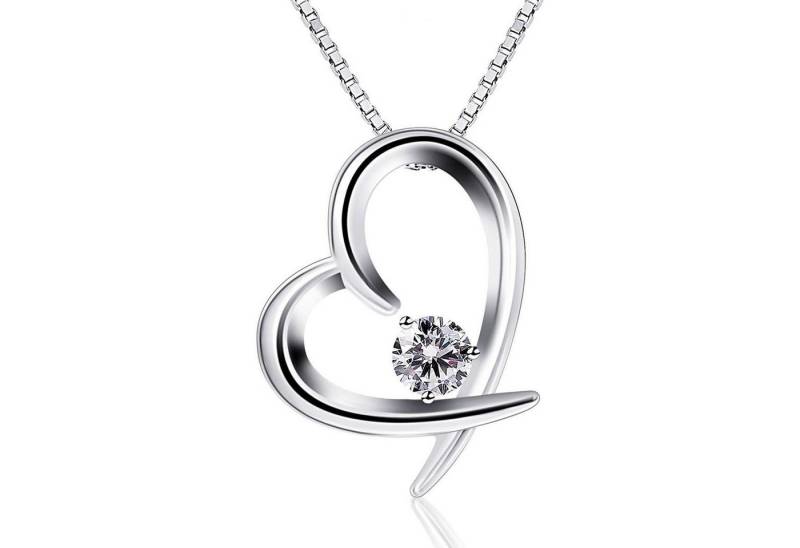 LuxusKollektion Kette und Anhänger Set Herz Kette Damen Halskette 925 Silber Zirkonium 45CMashion von LuxusKollektion
