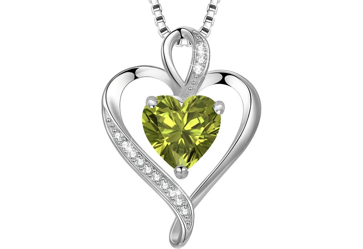 LuxusKollektion Kette und Anhänger Set Herzkette 925 Silber Rosegold Damen Anhänger Silber-08-August von LuxusKollektion