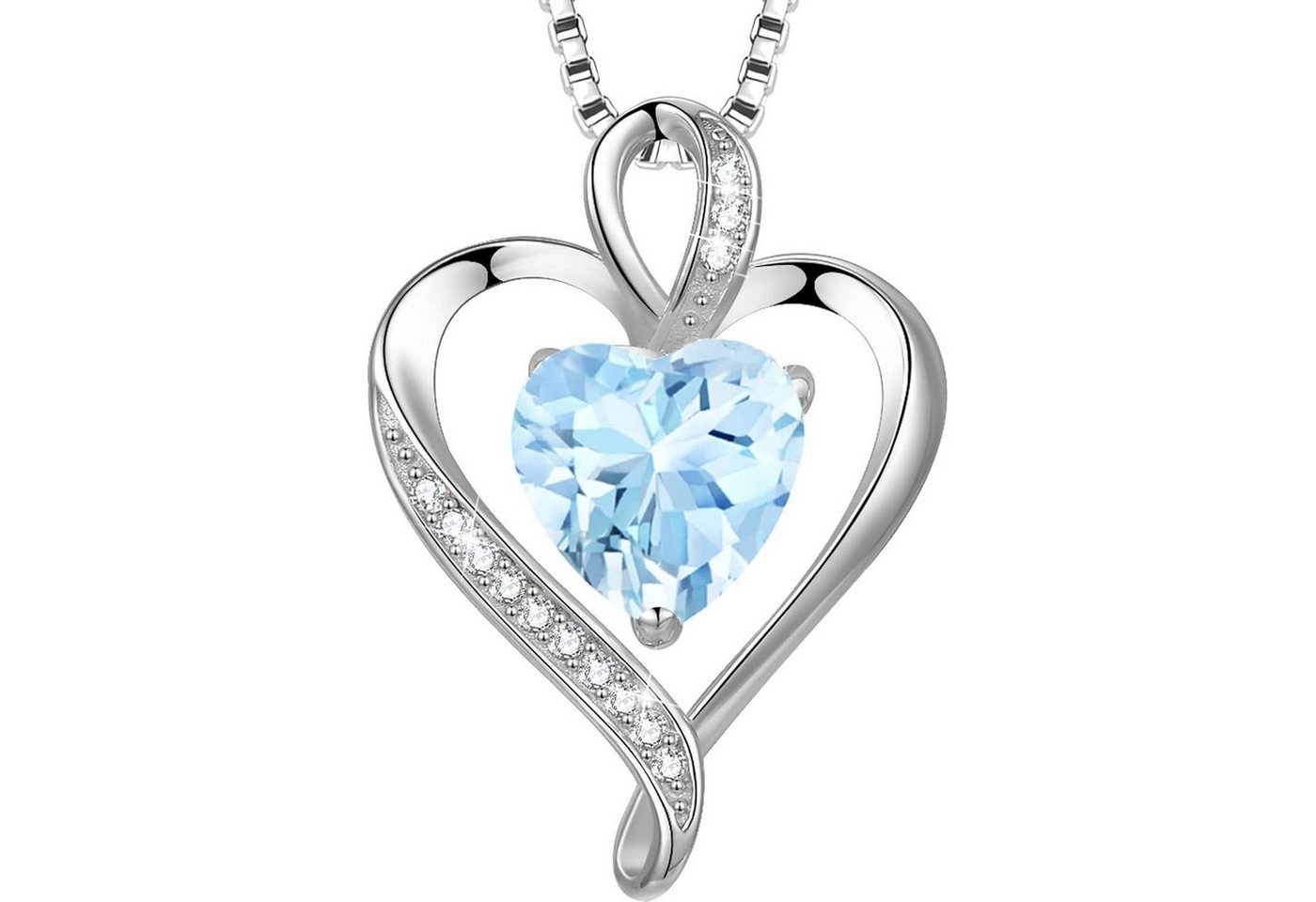 LuxusKollektion Kette und Anhänger Set Herzkette 925 Silber Rosegold Damen Herzanhänger Silber-03-März von LuxusKollektion