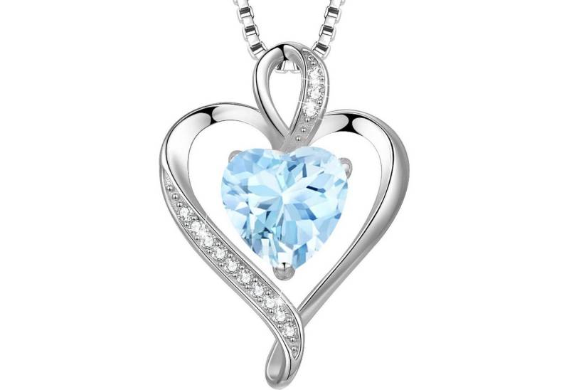 LuxusKollektion Kette und Anhänger Set Herzkette 925 Silber Rosegold Damen Herzanhänger Silber-03-März von LuxusKollektion