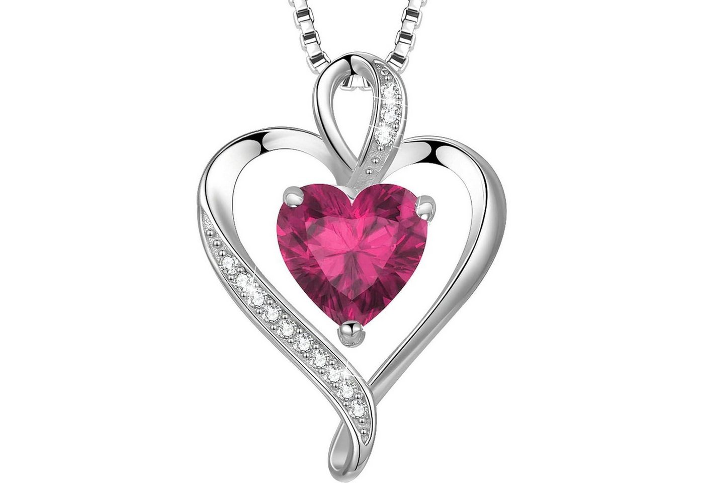 LuxusKollektion Kette und Anhänger Set Herzkette 925 Silber Rosegold Damen Herzanhänger Silber-07-Juli von LuxusKollektion