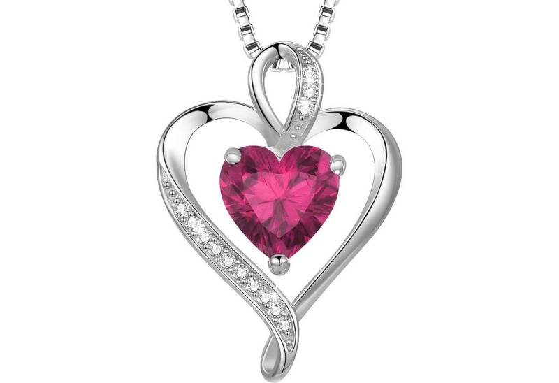 LuxusKollektion Kette und Anhänger Set Herzkette 925 Silber Rosegold Damen Herzanhänger Silber-07-Juli von LuxusKollektion