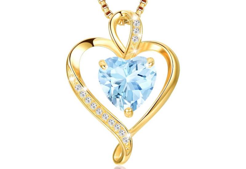 LuxusKollektion Kette und Anhänger Set Herzkette 925 Silber Rosegold Gold Damen Anhänger Gold-03-März von LuxusKollektion