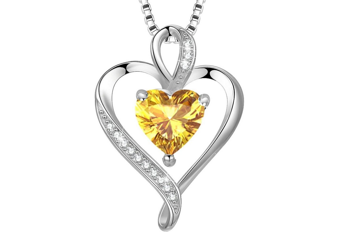 LuxusKollektion Kette und Anhänger Set Herzkette 925 Silber Rosegold Gold Damen Anhänger Silber-11-November von LuxusKollektion