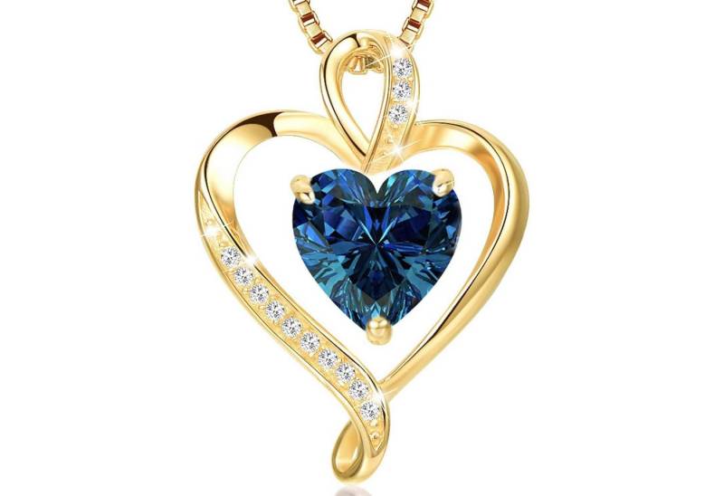 LuxusKollektion Kette und Anhänger Set Herzkette 925 Silber Rosegold Gold Damen Gold-09-September von LuxusKollektion