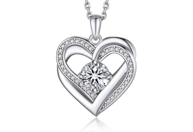 LuxusKollektion Kette und Anhänger Set Herzkette Damen 1 Karat Moissanite Diamant Silber 925 Herzanhänger von LuxusKollektion