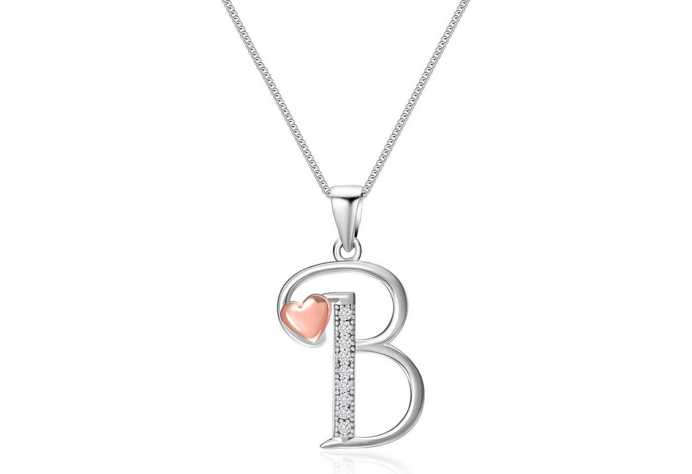 LuxusKollektion Kette und Anhänger Set Initiale Kette Silber 925 Zirkonia Mädchen Halskette Buchstabe-B LuxusKollektion Kette und Anhänger Set Initiale Kette Silber 925 Zirkonia Mädchen Halskette Buchstabe-B von LuxusKollektion