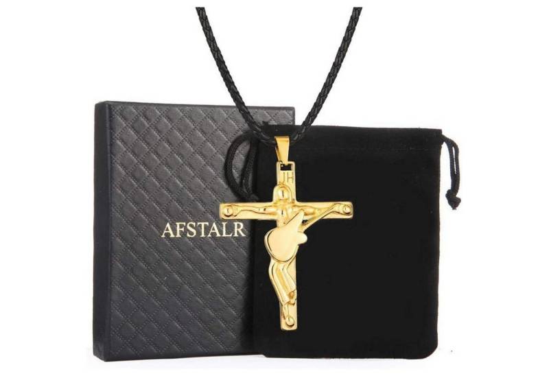 LuxusKollektion Kette und Anhänger Set Johnny Hallyday Kreuz Halskette aus Silber und Edelstahl von LuxusKollektion