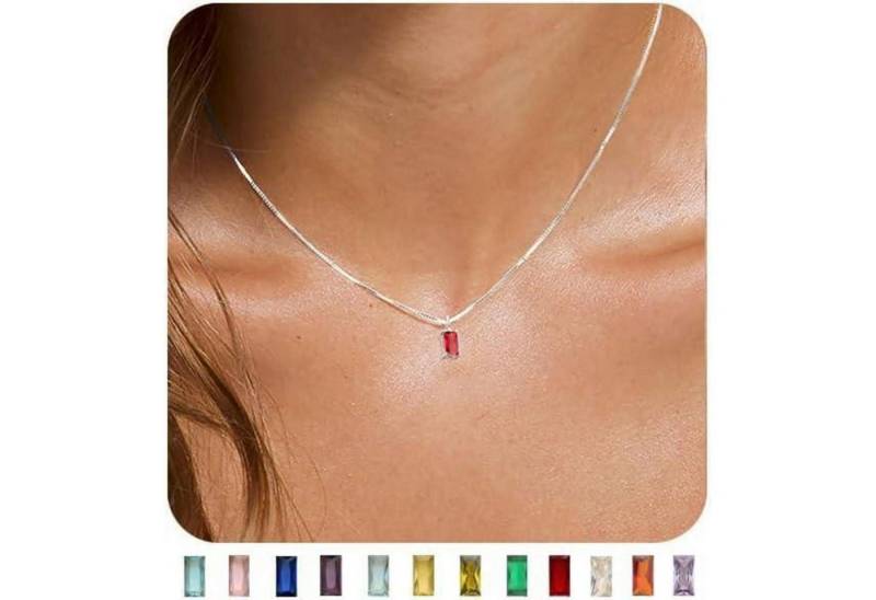 LuxusKollektion Kette und Anhänger Set Kette Damen 14K Vergoldet 925 Silber Geburtsstein Silber-07.Juli von LuxusKollektion