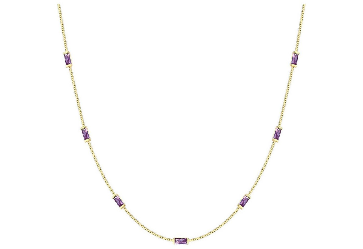 LuxusKollektion Kette und Anhänger Set Kette Damen 925 Silber 14k Vergoldet Geburtsstein Silber-02-Feb von LuxusKollektion