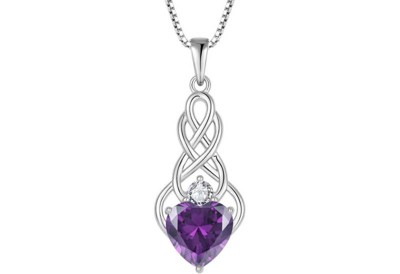 LuxusKollektion Kette und Anhänger Set Kette Damen 925 Silber Anhänger Keltischer 02 Februar - Amethyst von LuxusKollektion