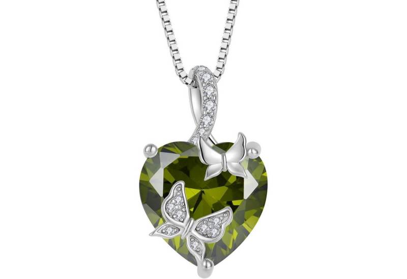 LuxusKollektion Kette und Anhänger Set Kette Damen 925 Sterling Silber Schmetterling 08 August Peridot von LuxusKollektion