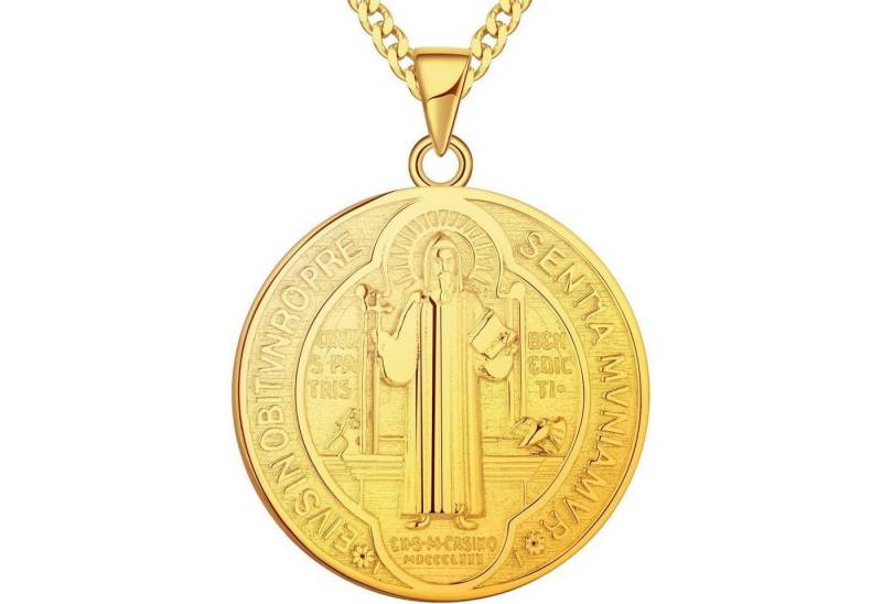 LuxusKollektion Kette und Anhänger Set Kette Heiliger Benedikt Anhänger 925 Silber 02 18k Vergoldet Kette von LuxusKollektion