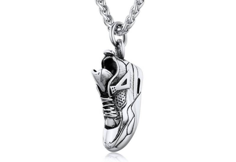 LuxusKollektion Kette und Anhänger Set Kette Herren Anhänger Sneaker Edelstahl Hip Hop Punk Silber von LuxusKollektion