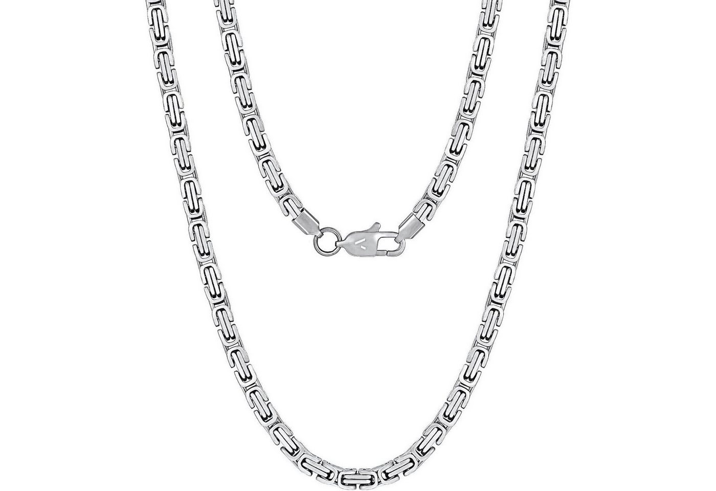 LuxusKollektion Kette und Anhänger Set Kette Herren Byzantinisch Edelstahl 18K Silbrig-4mm 55.0 Zentimeter von LuxusKollektion