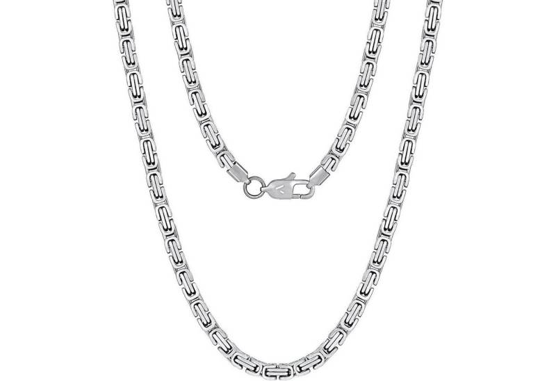 LuxusKollektion Kette und Anhänger Set Kette Herren Byzantinisch Edelstahl 18K Silbrig-4mm 55.0 Zentimeter von LuxusKollektion